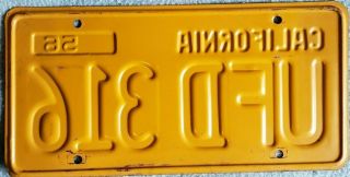 1956 - 1962 California License Plates Set Black on Yellow with 1960 Orig.  Tag 4