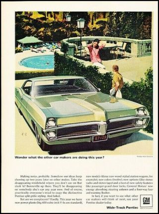 1967 Pontiac Bonneville Vintage Advertisement Print Art Car Ad K110