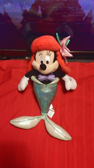 Disney Parks Minnie Mouse As The Little Mermaid Princess Ariel Plush 13 "
