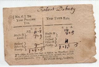 1724 Boston & Province Tax Bill