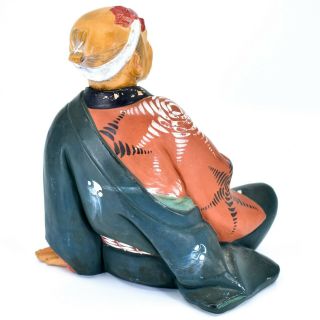 Vintage Hakata Urasaki Dolls Seated Man with Sake Drink or Soup Bowl Clay Figure 3
