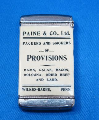 Celluloid Wrapped Match Safe,  Paine & Co. ,  Wilkes - Barre,  Pa,  Whitehead & Hoag
