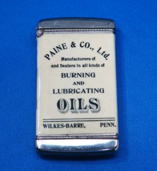 Celluloid wrapped match safe,  Paine & Co. ,  Wilkes - Barre,  PA,  Whitehead & Hoag 2