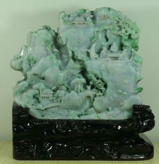 Cert ' d Untreated 2Color Nature jadeite Jade statue Sculpture landscape q75542Q6H 2