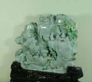 Cert ' d Untreated 2Color Nature jadeite Jade statue Sculpture landscape q75542Q6H 7