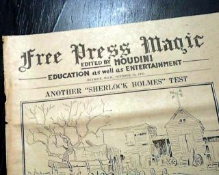 Harry Houdini Escape Artist Magic Magician Tricks Games Puzzles 1925 Newspaper