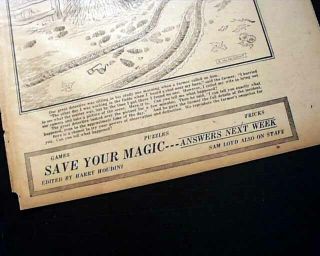 HARRY HOUDINI Escape Artist Magic Magician TRICKS Games Puzzles 1925 Newspaper 3