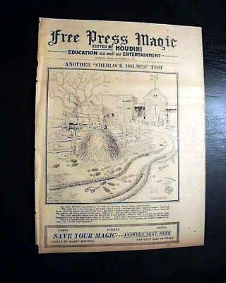HARRY HOUDINI Escape Artist Magic Magician TRICKS Games Puzzles 1925 Newspaper 4