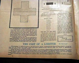 HARRY HOUDINI Escape Artist Magic Magician TRICKS Games Puzzles 1925 Newspaper 6