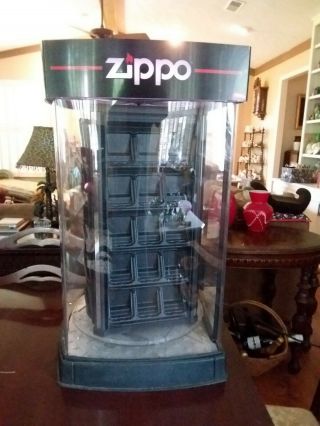 Zippo Lighter 60 Count Rotating Light Up Display Case With Lock and Key 5