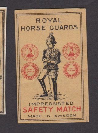 Ae Old Matchbox Label Sweden Vvvv12 Royal Horse Guards
