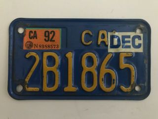Vintage California Motorcycle License Plate - Classic Blue 1970 