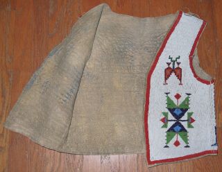 Adult Sioux Fully Beaded Hide Vest Circa 1880 ' s - 1890 ' s Lakota Native American 5