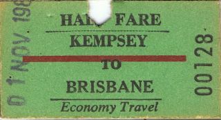 Railway Tickets Sra Nsw Qld Kempsey To Brisbane Economy Single 198?