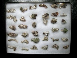 GROUP OF 36 SILVER & COPPER NUGGETS: MOHAWK MINE,  KEWEENAW CO. ,  MICHIGAN - NR 3