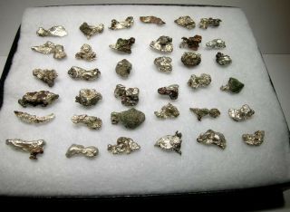 GROUP OF 36 SILVER & COPPER NUGGETS: MOHAWK MINE,  KEWEENAW CO. ,  MICHIGAN - NR 4