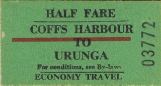 Railway Tickets Sra Nsw Coffs Harbour To Urunga Economy Single