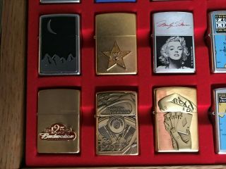 30 Zippo Lighters with Display Case - All 7