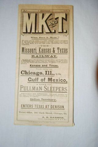 M K &t Railroad Brochure Timetable 1877