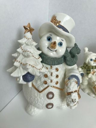 Grandeur Noel Collector ' s Edition 2001 Porcelain Snowman Family 5 Pc Christmas 2