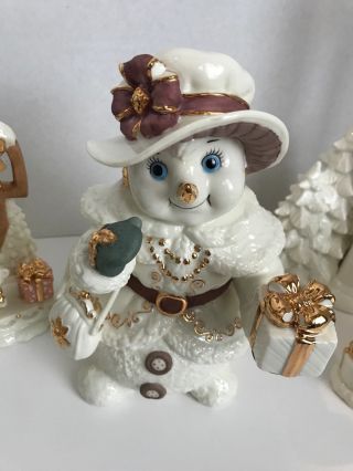 Grandeur Noel Collector ' s Edition 2001 Porcelain Snowman Family 5 Pc Christmas 3