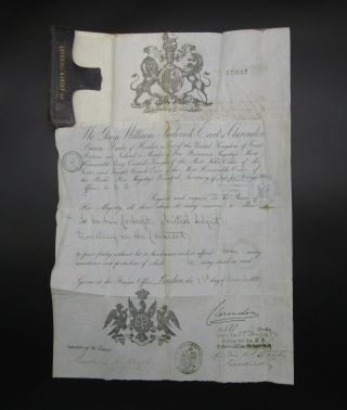 Rare Antique Victorian British Passport Dated March 1857 In Leather Case