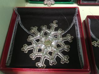 13 GORHAM STERLING SILVER Snowflake Christmas Ornaments Various Dates 1971 - 1991 2