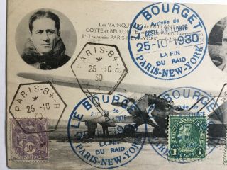 1930 PC French Aviators Costes & Bellonte with special End Of Flight Cancels 2