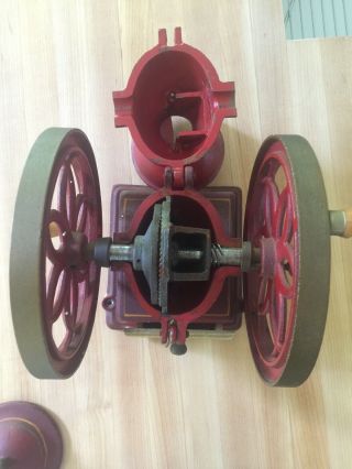 RARE Vintage JOHN WRIGHT Coffee ☕️ Mill Grinder Cast Iron Red And Gold EUC 4