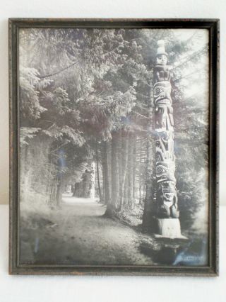 Antique Framed Photograph Pacific Northwest Native Totem Poles By Merrill Sitka