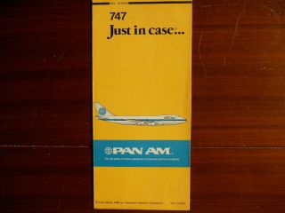 Pan Am Boeing 747 Airline Safety Card