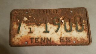 Vintage 1965 Tennessee Farmer License Plate 7 F/1 1900