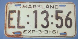 1961 Maryland License Plate