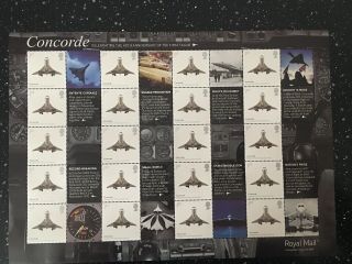 The One,  The Only Concorde.  Hard To Find Royal Mail Smilers.  Lovely Sheet