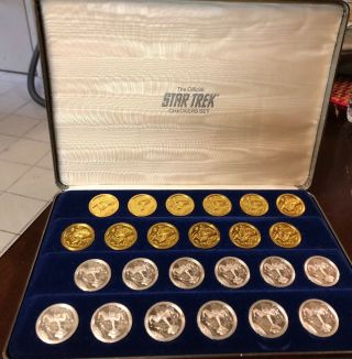 Rare 1989 Star Trek - Official Franklin 24 Carat Gold/silver Checkers Set