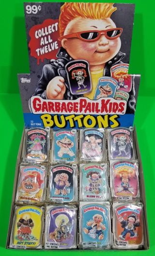 1986 Topps Garbage Pail Kids Buttons Complete Set Of (12) Pins Case Fresh