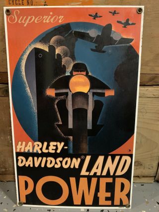 Harley - Davidson Superior Land Power Porcelain Sign Motorcycle Wla