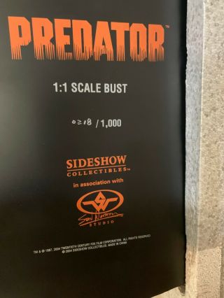 Sideshow Collectibles Life Size 1:1 scale PREDATOR BUST 6