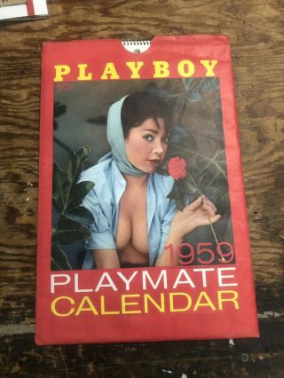 Vintage 1959 Playboy Wall Calendar W/sleeve 2nd Issue Jayne Mansfield Rare Look