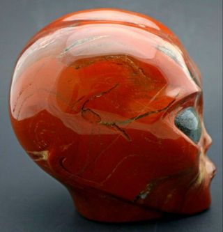Magnificent Red JASPER ALIEN Head Art Sculpture LABRADORITE Eyes Crystal Healing 3