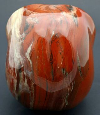Magnificent Red JASPER ALIEN Head Art Sculpture LABRADORITE Eyes Crystal Healing 6