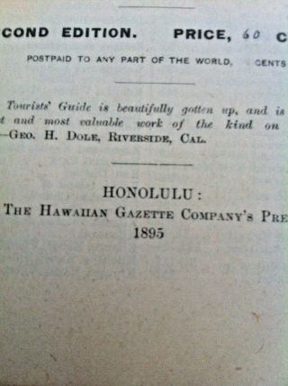 Vintage RARE 1895 HAWAII Tourist Guide Book Paradise of Pacific H M.  WHITNEY 8