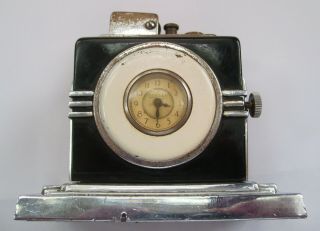 Rare Ronson Art Deco Touch Tip Clock Lighter Briquet Feuerzeug Bogart Cigarette