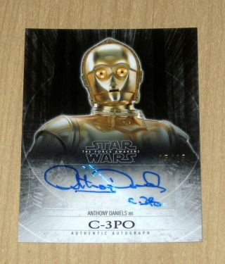 2015 Topps Star Wars Force Awakens Autograph Purple Anthony Daniels C - 3p0 /25
