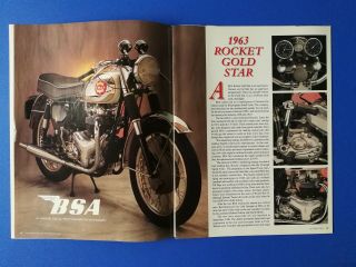 1963 Bsa Rocket Gold Star Motorcycle - 6 Page Article & Poster