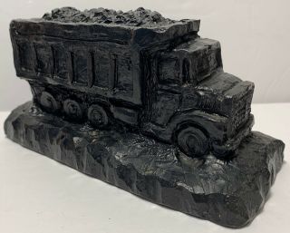 Vintage Coal Miners Hand Carved Out Of Coal Memorabilia Dump Truck 1976 W/coin