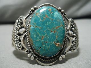 Museum Quality Vintage Navajo Spiderweb Turquoise Sterling Silver Bracelet