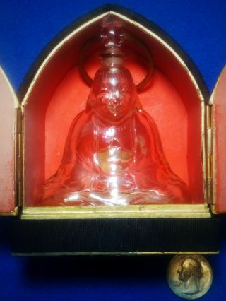 Rare 1920 Baccarat Perfume Bottle Crystal Buddha Subtilite By Houbigant W/ Case