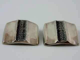 Signed Early Vintage C.  1959 CHARLES LOLOMA EARRINGS Tufa Cast STERLING SILVER 11