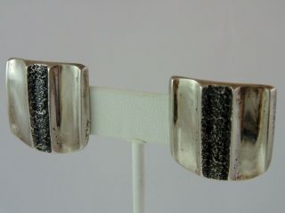 Signed Early Vintage C.  1959 CHARLES LOLOMA EARRINGS Tufa Cast STERLING SILVER 6